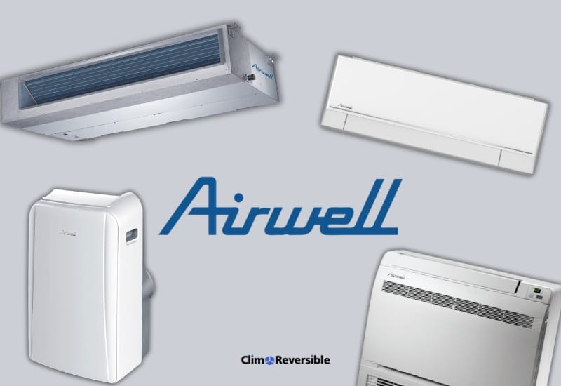 différents modèles de climatisation de la marque ariwell avec logo site climx réversible