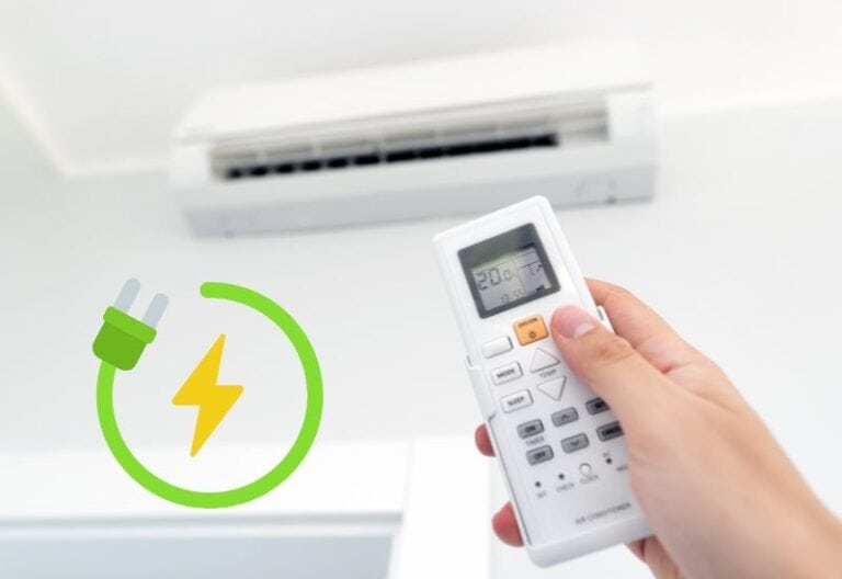 climatisation avec télécommande et logo électricité