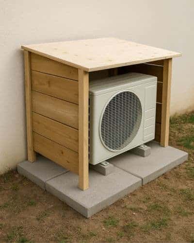 support en dalles béton et en bois pour unité extérieur climatisation