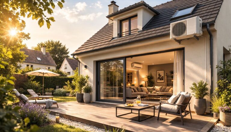 Maison moderne avec terrasse ensoleillée